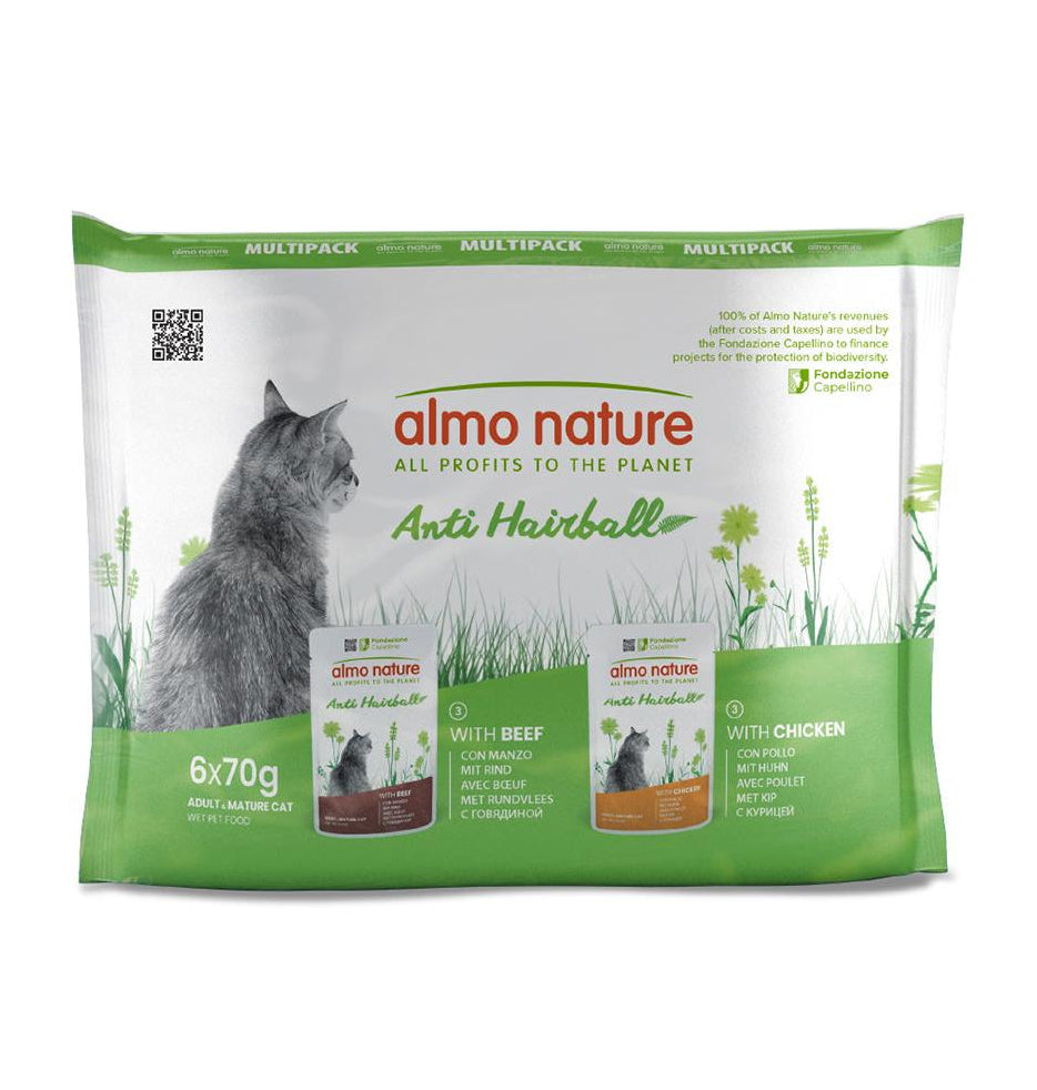 Almo Nature Comida Húmida Anti Hairball Multipack - 6 x 70g