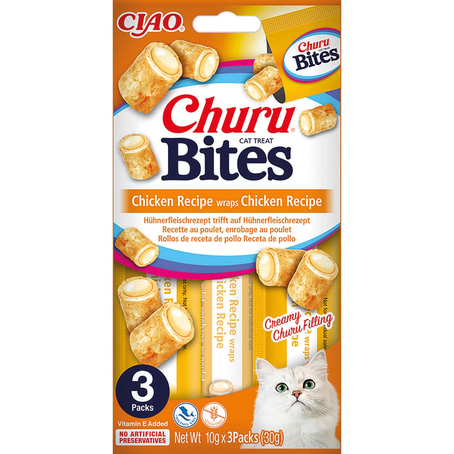 Churu Bites - Frango com Recheio de Frango - 10g x 3