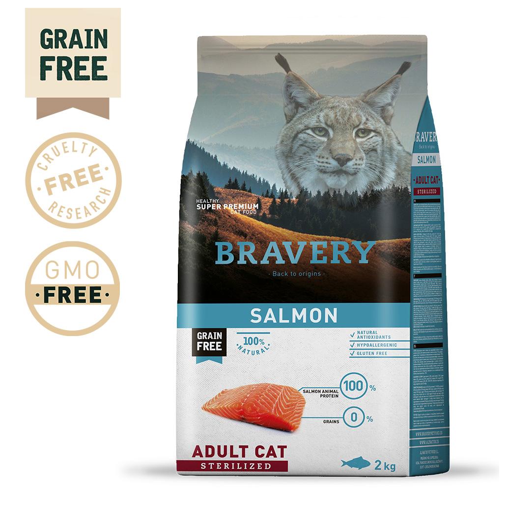 Bravery Ração Seca Super Premium Salmão Esterilizados