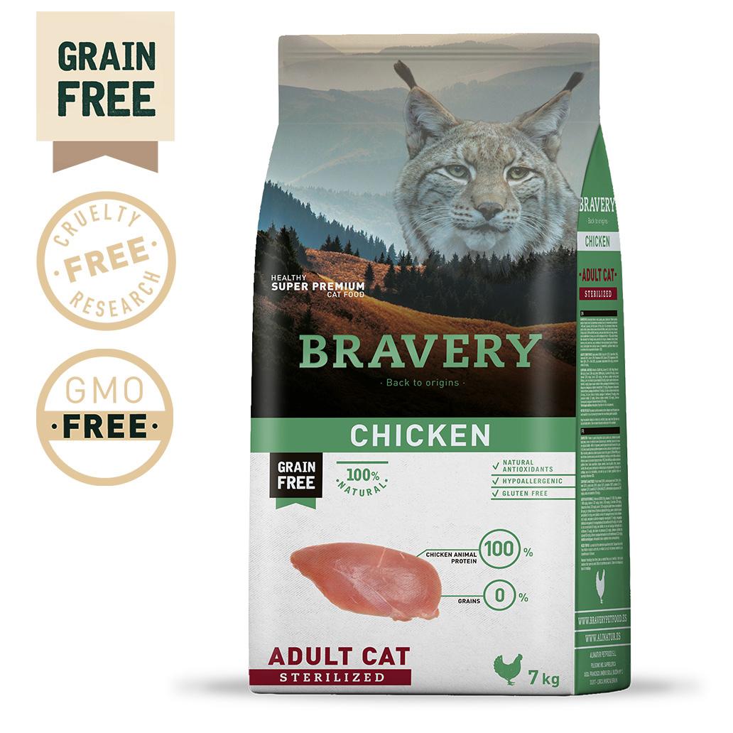 Bravery Ração Seca Super Premium Frango Esterilizados