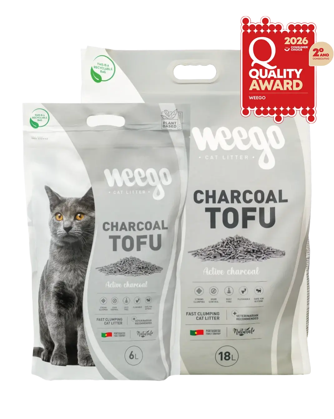 Weego - Areia Tofu Carvão Ativado - Aglomerante