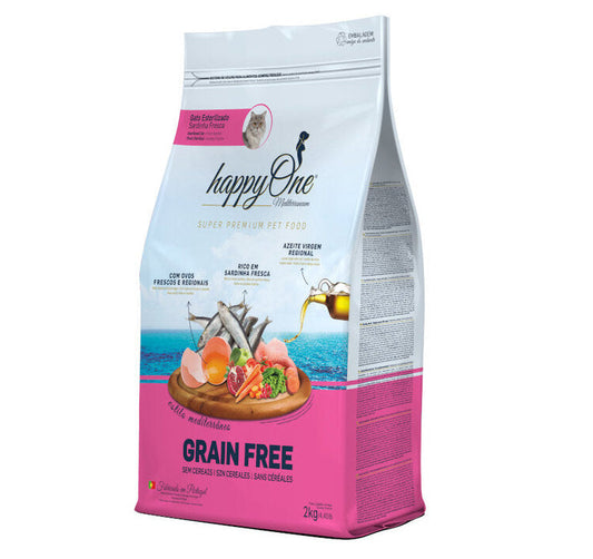 happyOne Mediterraneum Ração Seca Sardinha fresca Esterilizados