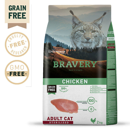 Bravery Ração Seca Super Premium Frango Esterilizados